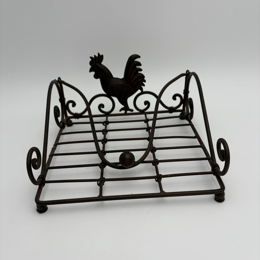 Vintage Rustic Rooster Metal Napkin Holder –‎ Farmhouse Country Kitchen Decor